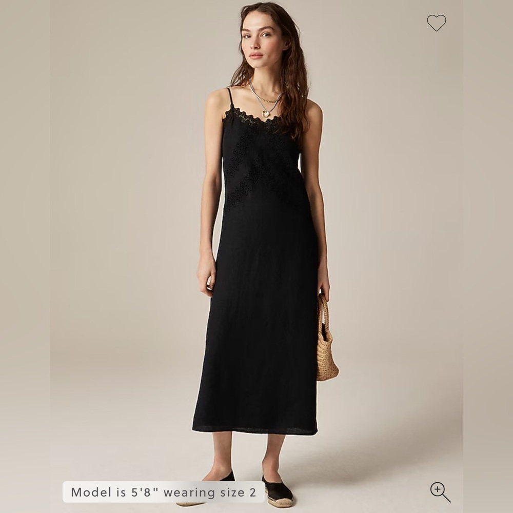 J Crew Lace Trim Slip Dress in Linen. Size 6. New with tags!